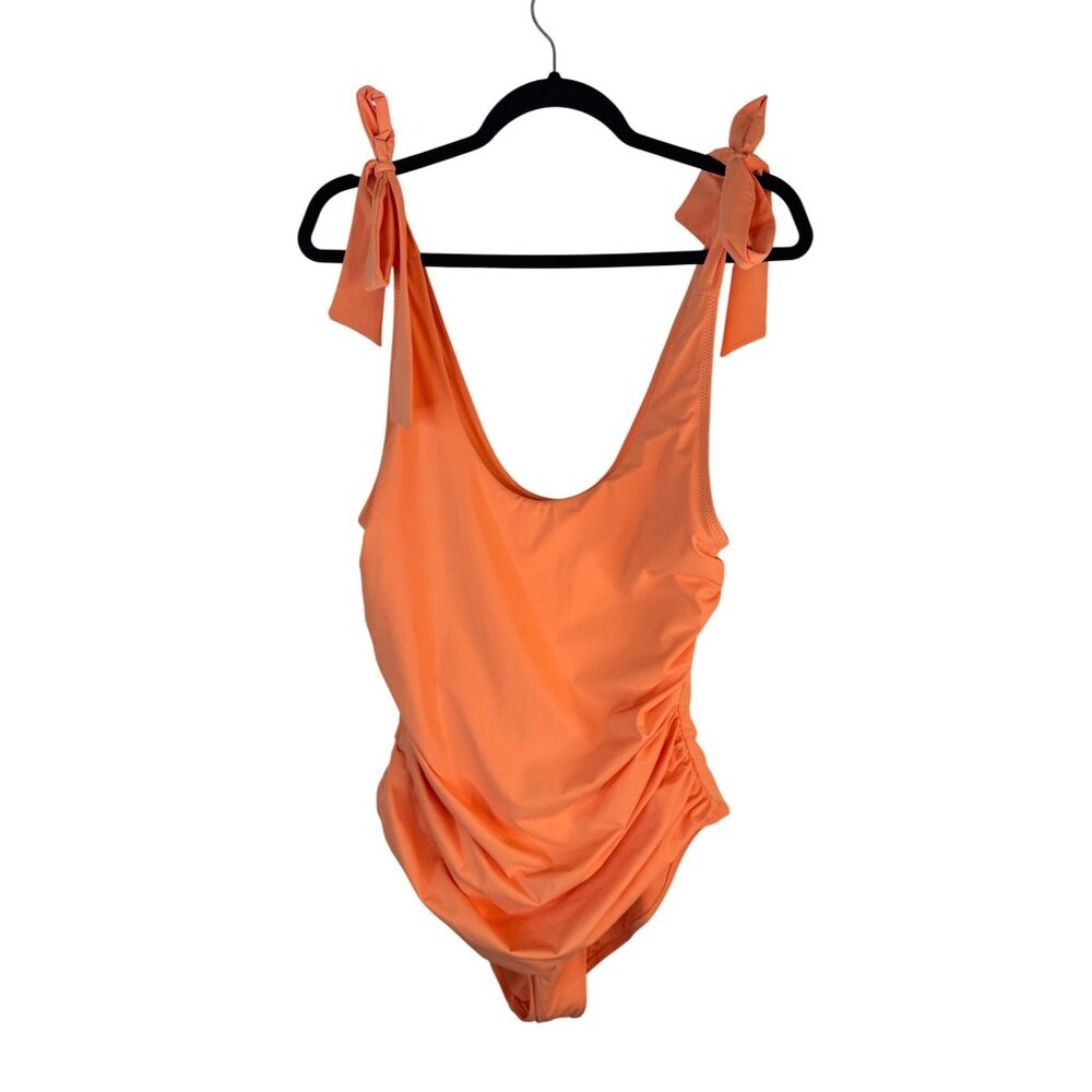 NWT Hanky Panky Large Orange One-Piece Swimsuit Tie Straps & Ruched Sides